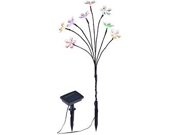 Lunartec 2er-Set Solar-LED-Lichtersträucher mit 8 Blüten und Erdspieß, 50 cm