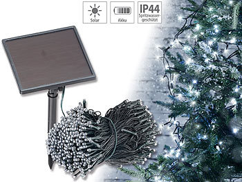Solarlichterketten: Lunartec Solar-LED-Lichterkette, 500 LEDs, Dämmerungssensor, weiß., 50 m, IP44
