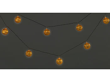 Lunartec Solar-LED-Lichterkette, 20 goldene Leuchtkugeln, warmweiß, IP44, 4 m