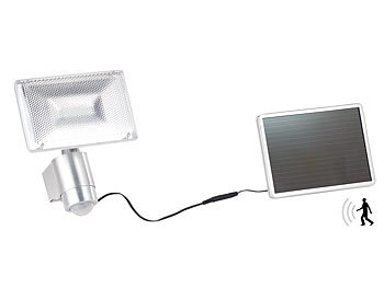 Luminea Solar-LED-Strahler aus Aluminium mit PIR-Sensor, 10 W, 1.000 lm, IP44