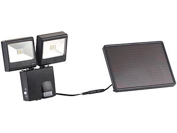 Luminea Duo-Solar-LED-Außenstrahler mit PIR-Bewegungssensor, 6 W, 480 lm, IP44