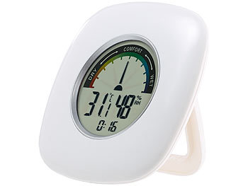 PEARL Digitales XXL Thermometer, Hygrometer & Uhr, grafische Anzeige, 10 cm