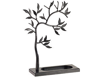 Schmuckständer: St. Leonhard Dekorativer Schmuckbaum schwarz aus Vollmetall, Höhe 30cm