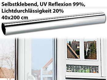 Spiegel Sichtschutzfolie: infactory Isolier-Spiegelfolie, Sicht-/UV-Schutz (99 %), selbstklebend, 40x200cm