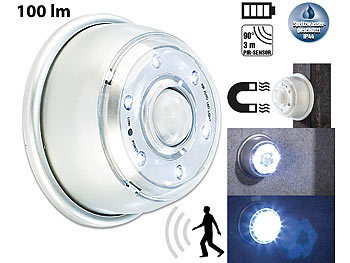 LED Bewegungsmelder: Lunartec LED Innen- & Außenlicht mit PIR-Sensor & Magnethalterung, IP44, 100 lm