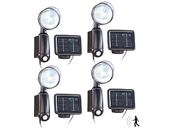 Lunartec Solarstrahler mit ultraheller 1 Watt LED & PIR-Bewegungssensor 4er-Set