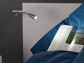 Leselampen: Lunartec Ultrahelle LED-Lampe mit Metall-Schwanenhals für Bettbefestigung
