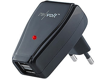 revolt 2-fach-USB-Netzteil für 110 - 240 V, 1 A für iPod, iPhone, Navi u.v.m.