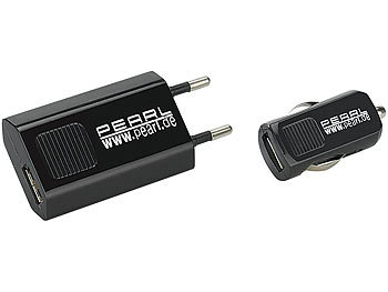 PEARL Praktisches USB-Reiseladeset 12V/230V für alle USB-Geräte