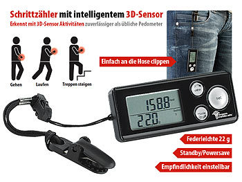 newgen medicals Fitness-Tracker FT-110.3D, Schrittzähler mit 3D-Sensor
