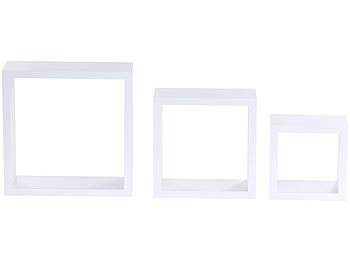 Carlo Milano 3er-Set Quadratische Wandregale, bis 25 x 25 x 9 cm, weiß