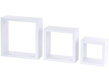 Carlo Milano 3er-Set Quadratische Wandregale, bis 25 x 25 x 9 cm, weiß
