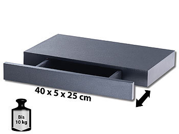 Regal mit Schublade: Carlo Milano Wandregal mit versteckter Schublade, 40 x 5 x 25 cm, schwarz
