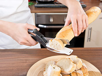 Rosenstein & Söhne 2in1-Küchenschneider-Schere mit Messer und integriertem Schneidebrett