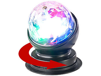 Discokugel: Lunartec Rotierende 360°-Disco-Leuchte mit RGB-LED-Farbeffekten, 3 Watt