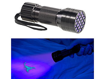 Taschenlampe Ultraviolet: PEARL 2in1-UV-Taschenlampe und Geldscheinprüfer, 21 LEDs und Batteriebetrieb