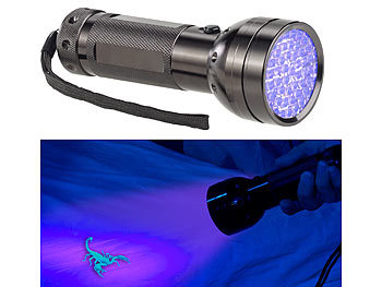 UV Lampe: Lunartec 2in1-UV-Taschenlampe und Geldscheinprüfer, 51 LEDs und Batteriebetrieb