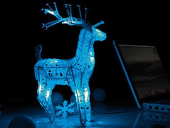 Lunartec Santa Claus' Rentier "Prancer", stehend beleuchtet (blau)