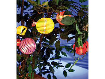 Lunartec Stimmungsvolle Lichterkette (Rundkette), 5 m, mit bunten Mini-Lampions
