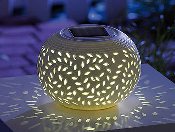 Lunartec Solar-Dekoleuchte aus Porzellan mit Farbwechsler + weißer LED