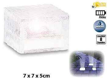 Lunartec Solar-LED-Glasbaustein 4er-Kombipack: 2x groß, 2x klein