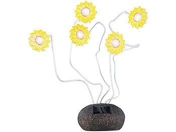 Lunartec Solar-Sonnenblumen mit Lichtsensor