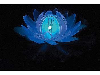 Lunartec LED-Wasserlilie mit Farbwechsler und Dämmerungs-Automatik