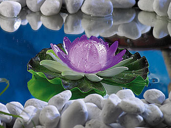 Lunartec LED-Wasserlilie mit Farbwechsler und Dämmerungs-Automatik