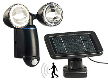 Lunartec Duo-Solar-Strahler m. 1 Watt LEDs & Bewegungsmelder(Versandrückläufer)