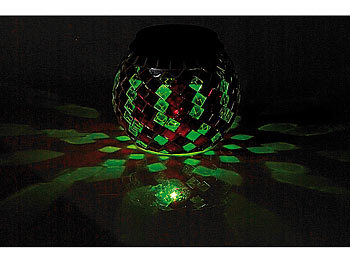 Lunartec Solar-Mosaik-Licht Rot/Grün 3er-Set (weiß & farbwechselnd)