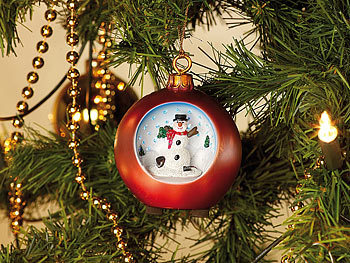infactory Motiv-Weihnachtskugeln mit LED-Sternenhimmel, 2er-Set rot