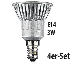 Luminea LED-Spot 3x 1W-LED, kaltweiß, E14, 250 lm, 4er-Set