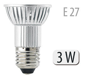 Luminea LED-Spot 3x 1W-LED, kaltweiß, E27, 250 lm, 4er-Set