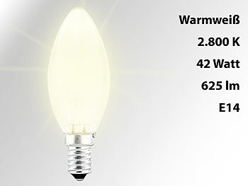 Luminea Halogen-Kerze, E14, 28 Watt, 370 Lumen, warmweiß, 4er-Set