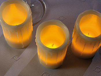 Lunartec Akku Echtwachs-LED-Kerzen mit Ladestation