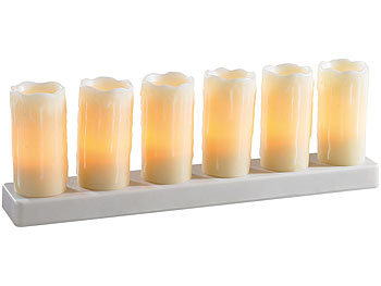 Lunartec Akku Echtwachs-LED-Kerzen mit Ladestation