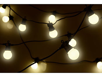Lunartec Party-Lichterkette, 20 weiße Glühbirnen-LEDs, 13 m (Versandrückläufer)