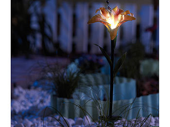 Lunartec Schimmernde LED-Lilien mit Solarbetrieb im 4er-Set