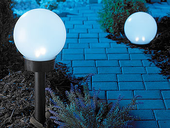 Lunartec LED-Solar-Kugellampe mit Erdspieß, Ø 20 cm, tageslichtweiß, IP44