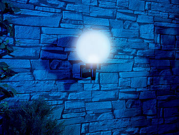 Lunartec LED-Solar-Kugellampe mit Erdspieß, Ø 20 cm, tageslichtweiß, IP44