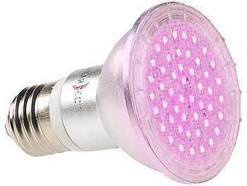 LED Pflanzenlicht: Lunartec LED-Pflanzenlampe mit 48 LEDs, 50 Lumen, E27