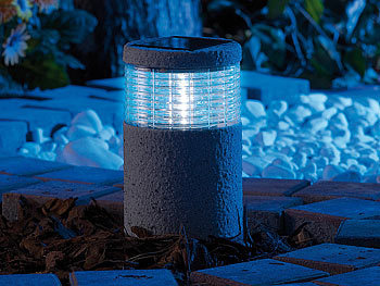 Lunartec Mini-Solar-LED-Gartenleuchte "Grey Stone", mit Lichtsensor, 19 cm hoch