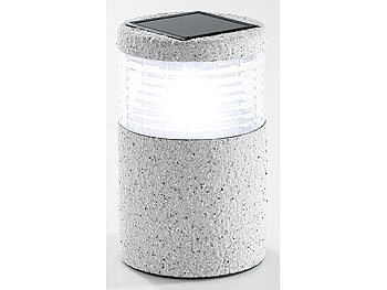 Lunartec Mini-Solar-LED-Gartenleuchte "Grey Stone", mit Lichtsensor, 19 cm hoch