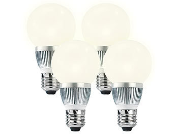Luminea 4er-Set Energiespar-LED-Lampen mit 3 Watt, E27, warmweiß, 205 lm