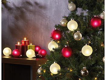 Lunartec Beleuchtete Weihnachtsbaum-Kugeln, Glas, 6 Stück (Versandrückläufer)