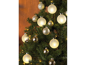 Lunartec Beleuchtete Weihnachtsbaum-Kugeln, Glas, 6 Stück (Versandrückläufer)