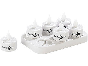 Lunartec 6 Akku-LED-Teelichter mit Acrylgläsern, Ladestation und Fernbedienung
