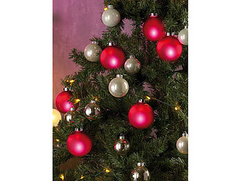 Lunartec Beleuchtete Weihnachtsbaum-Kugeln aus Glas, Fernbed., 6 Stück, rot