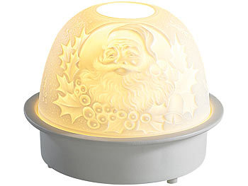 Lunartec Porzellan-LED-Windlicht mit 3 wechselbaren Motiv-Kuppeln