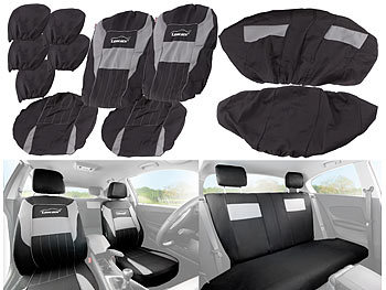 Lescars Universal-Autositzbezüge, 11-teiliges Set in schwarz/grau